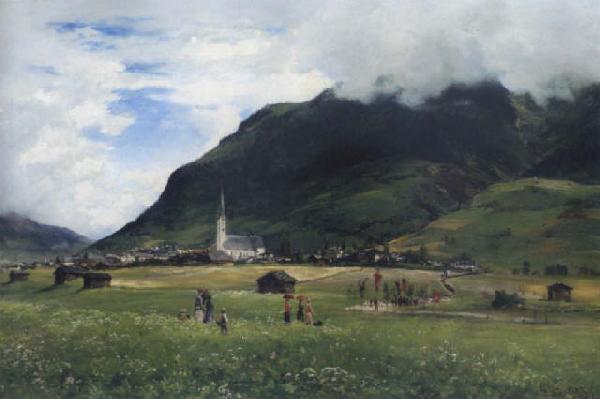 Albert Hertel Prozession zur Kirche in Bad Hofgastein Germany oil painting art